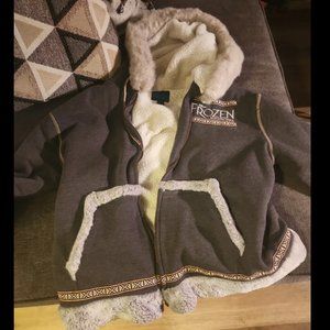 Disney Frozen Broadway Musical Kristoff Sherpa Fleece Gray Hoodie Jacket XL
